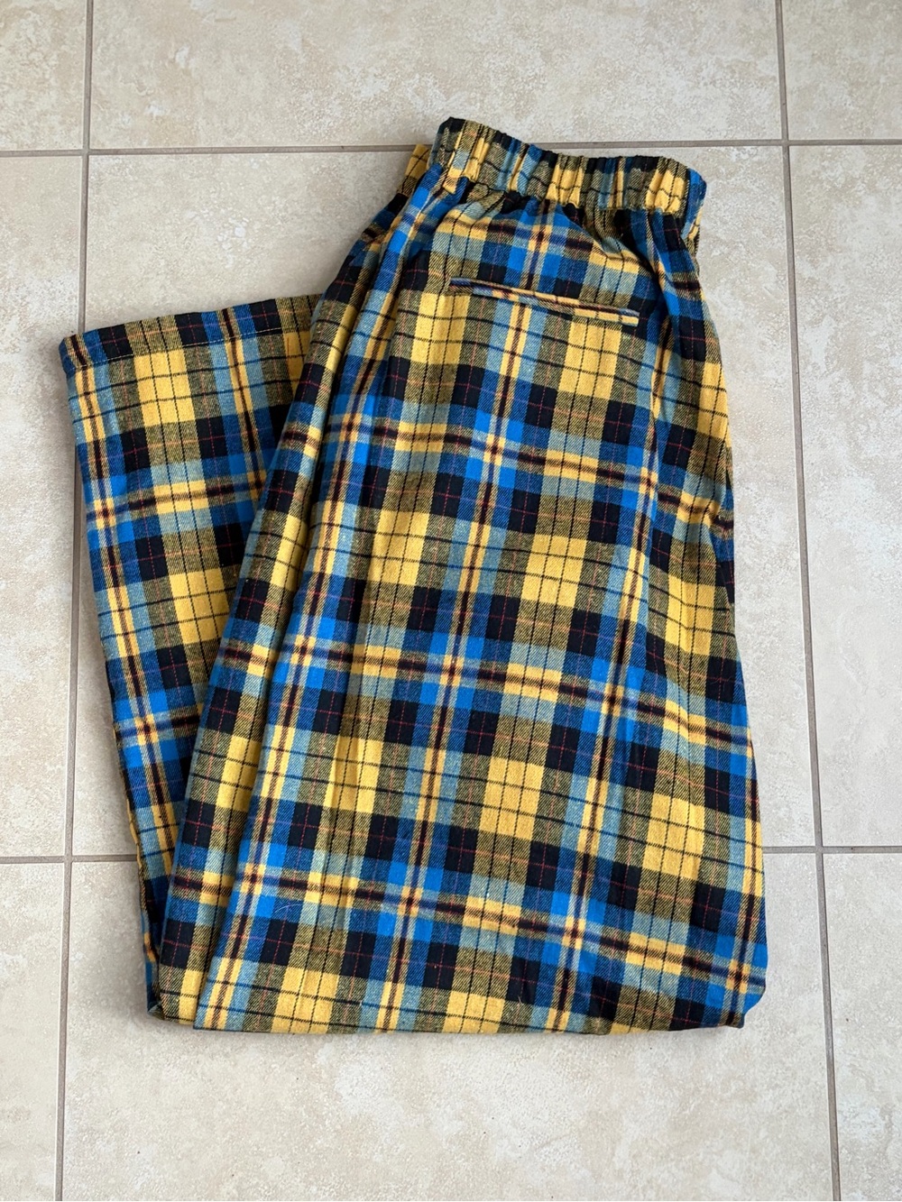 Dressed in LALA Yellow & Blue Plaid Wide-Leg Pants - Picture 3 of 5